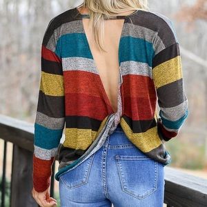Striped Twist Back Top